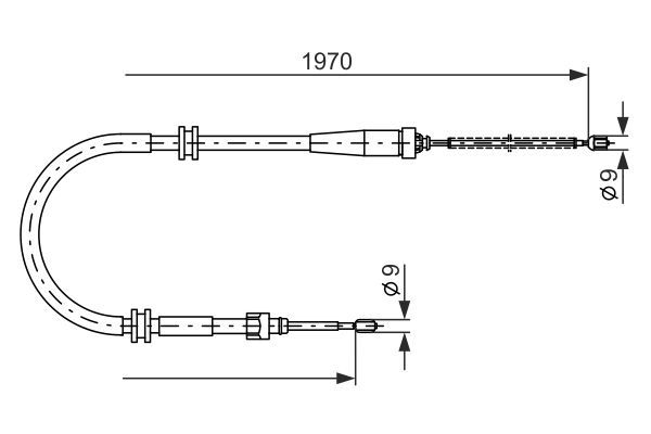 Тросовий привод, стоянкове гальмо, Renault Kangoo (KW01, FW0) задній, Bosch 1987482253