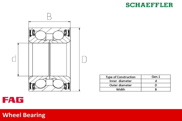 Комплект колісних підшипників, VW Caddy II/Golf II/Golf III/Passat B3/B4 -04, Fag 713610100