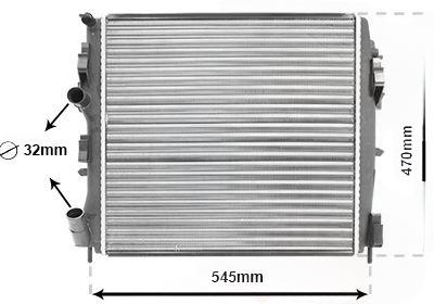 Радіатор, система охолодження двигуна, RENAULT KANGOO 98 > 08, Van Wezel 43002325