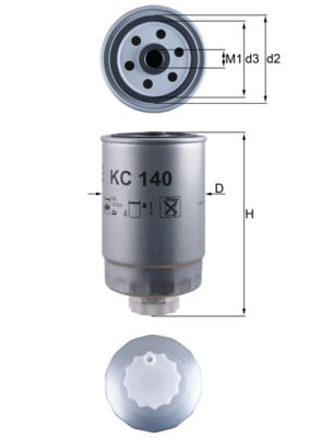 Фільтр палива, фільтр для накручування, Mahle KC140