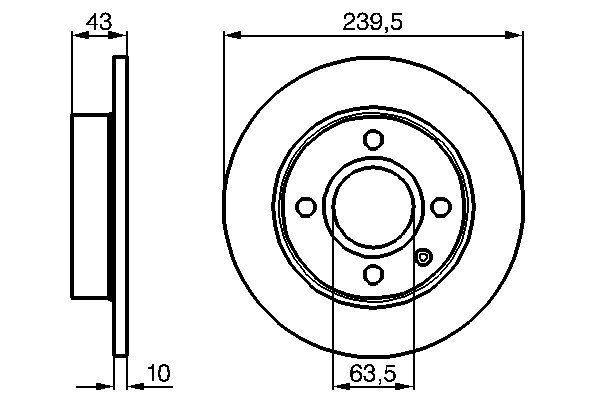 Гальмівний диск, повн., 238,8мм, кількість отворів 4, FORD Escort/Orion, Fiesta F, Bosch 0986478501