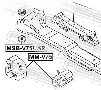 Опора, балка моста, Febest MSB-V75LWR