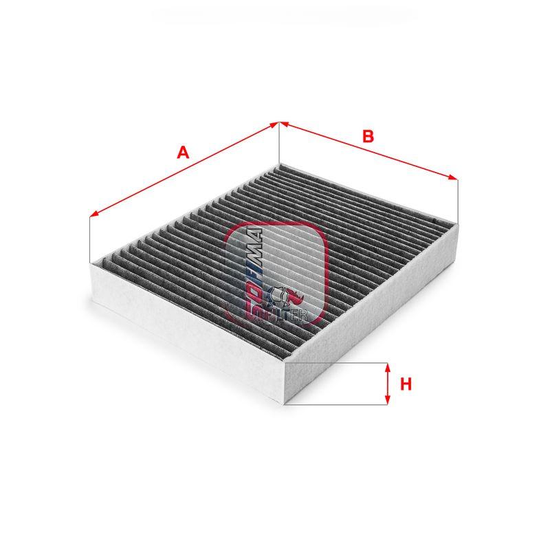 Фільтр, повітря у салоні, 40мм, вугільний фільтр, Porsche Cayenne/VW Touareg 3.0D-4.8 10- (вугільний), Sofima S4312CA