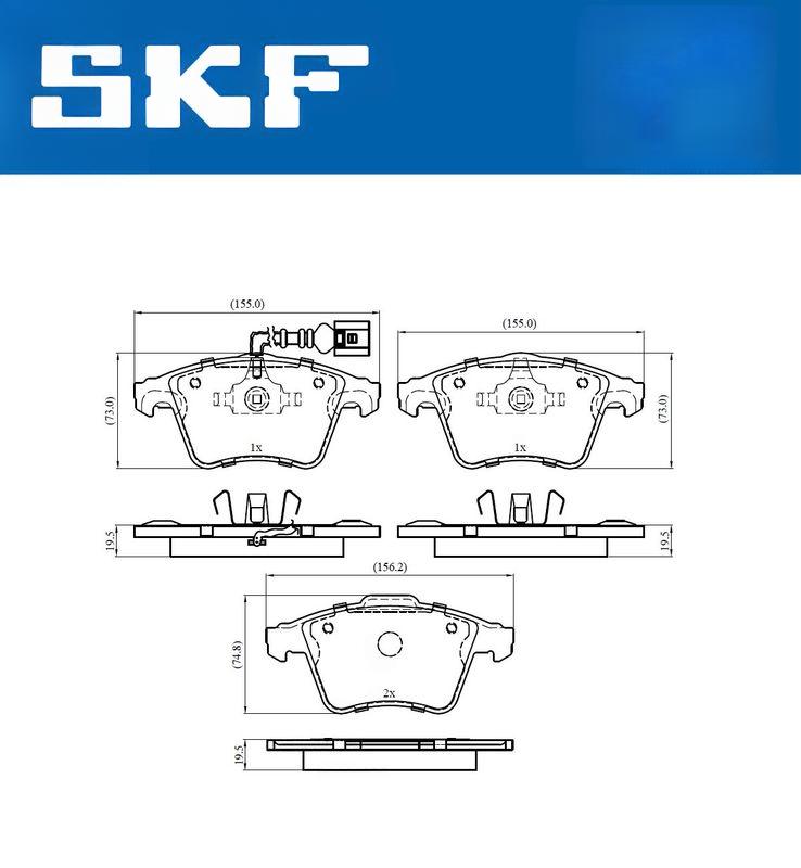 Комплект гальмівних накладок, дискове гальмо, Skf VKBP80042E