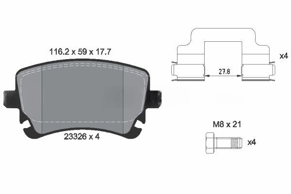 Комплект гальмівних накладок, дискове гальмо, Textar 2332601