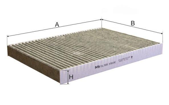 Фільтр, повітря у салоні, 25мм, фільтр пилку, вугільний фільтр, AUDI A3/GOLF/POLO/VENTO 8/93-, Mfilter K910C