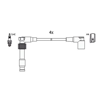 Комплект проводів високої напруги, OPEL дроти запалювання Astra F/G,Omega B,Vectra A/B,Daewoo,Chevrolet, Hitachi 134759