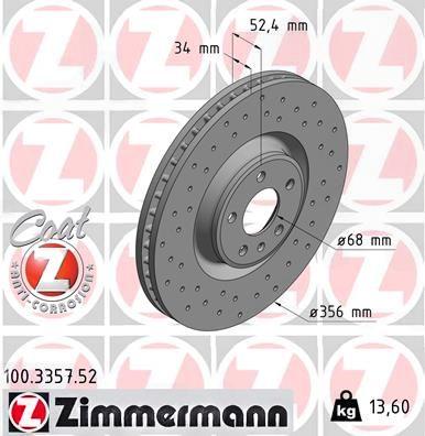 Гальмівний диск, Zimmermann 100.3357.52