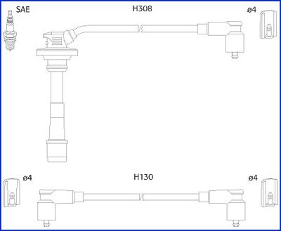 Комплект проводів високої напруги, TOYOTA Avensis/Carina 1,6-1,8 92-00, Hitachi 134562