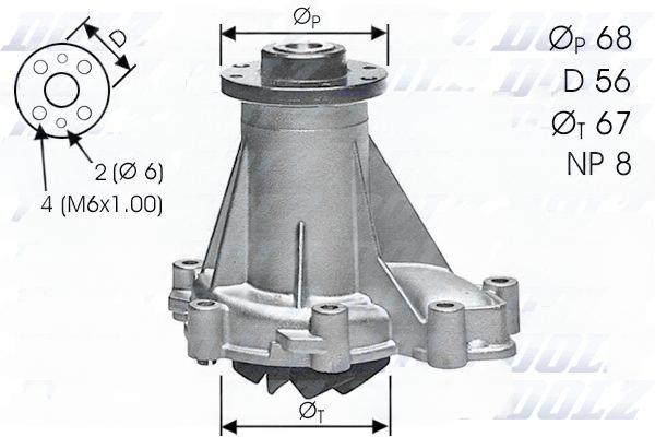 Водяний насос, DAEWOO/MB/PUCH (STEYR) Rexton/300/250GD "2,0-3,4 "79>>, Dolz M176