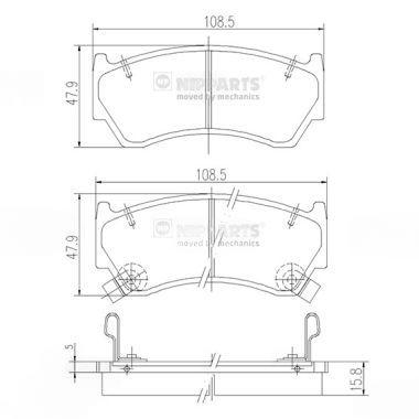 Комплект гальмівних накладок, дискове гальмо, Nissan ALMERA, Nipparts J3601062