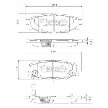 Комплект гальмівних накладок, дискове гальмо, задня вісь, SUBARU LEGACY 03-/OUTBACK 03- 2.0/2.5 задние, Nipparts N3617004