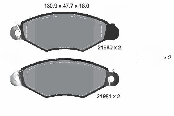 Комплект гальмівних накладок, дискове гальмо, Textar 2198004