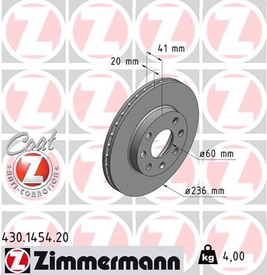 Гальмівний диск, Zimmermann 430.1454.20