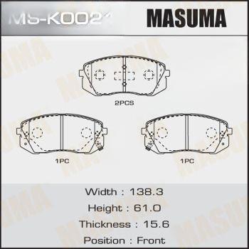 Комплект гальмівних колодок, Masuma MS-K0021