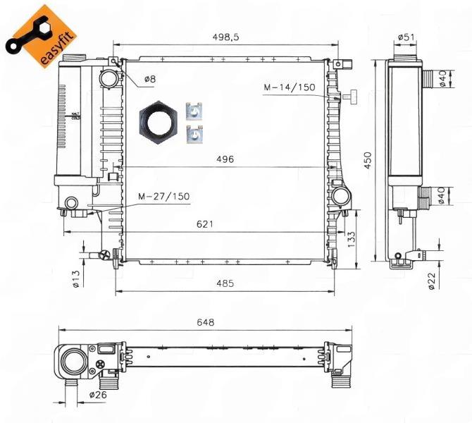 Радіатор, система охолодження двигуна, BMW 316i 83-, Nrf 53849