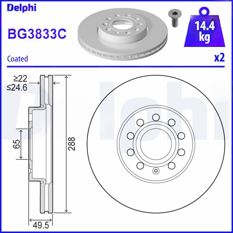 Гальмівний диск, Delphi BG3833-C