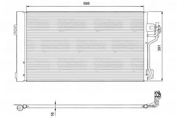 Конденсатор, система кондиціонування повітря, MERCEDES Viano "2,0-3,7 "03>>, Valeo 814391
