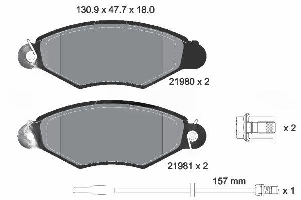 Комплект гальмівних накладок, дискове гальмо, Textar 2198003