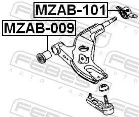 Опора, важіль підвіски, ззаду, передня вісь знизу, MAZDA 323 BA 94-98, Febest MZAB-101