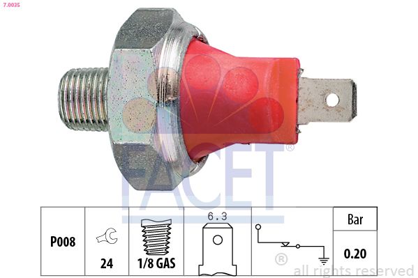 Гідравлічний вимикач, Mitsubishi Colt/Galant/L200/Lancer/Outlander/Pajero/SpaceStar 1.2-3.5 i/D/TD/DI-D 82-&gt, Facet 7.0035