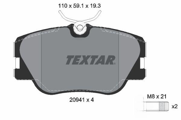 Комплект гальмівних накладок, дискове гальмо, Textar 2094102