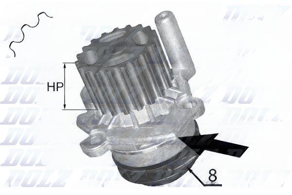 Водяний насос, VAG A1/A3/Altea/Fabia/Octavia/Polo/Golf VI/Caddy III 1.2Tdi/1.4Tfsi/1.6Tdi/2.0Tdi 05.09-, Dolz A224