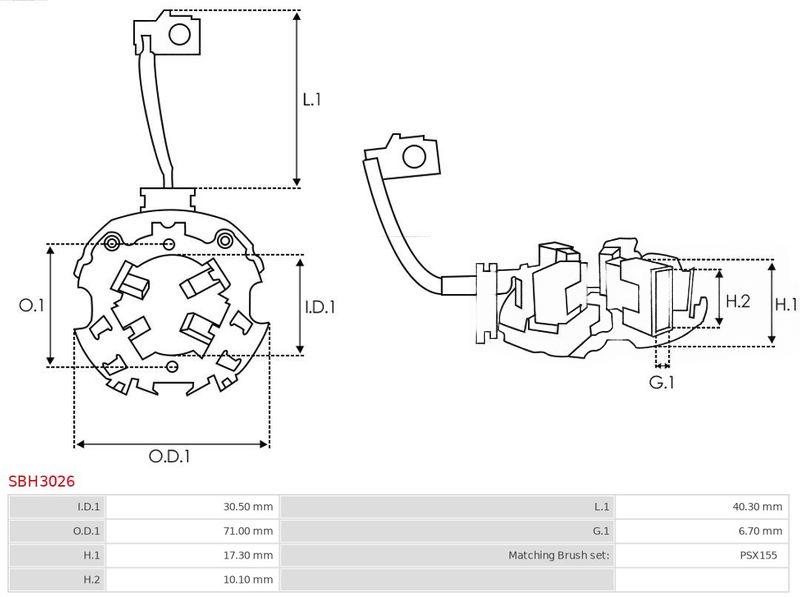 Кронштейн, вугільні щітки, Auto Starter SBH3026