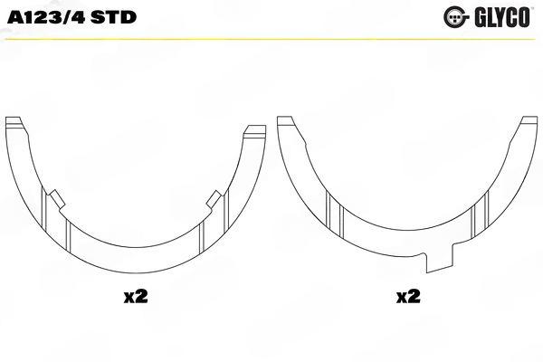 Проміжна шайба, колінчатий вал, Glyco A123/4STD