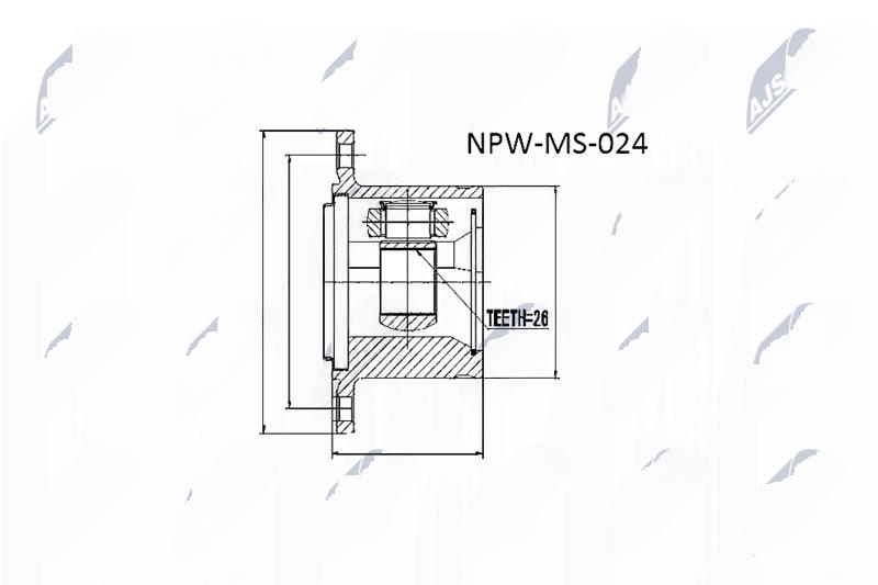 Комплект шарнірів, приводний вал, Mitsubishi Pajero II, Pajero Sport, L200, L400 (Z=26) правий R, Nty NPW-MS-024