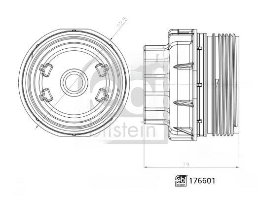 Кришка, корпус оливного фільтра, Febi Bilstein 176601