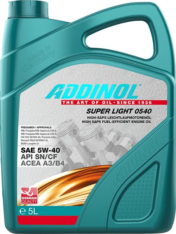 Олива моторна addinol super light 0540 5w-40, 5 л, Super Light 0540 5W-40, 5 л, Addinol 4014766241313