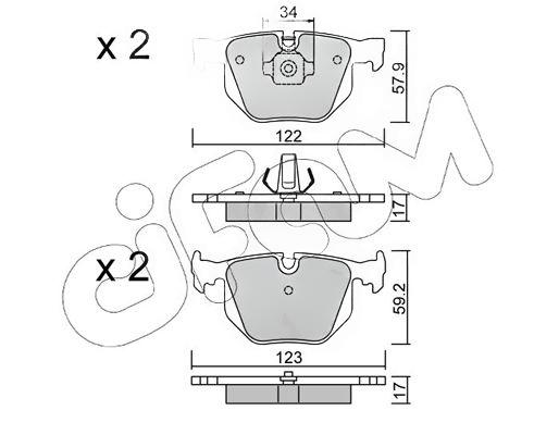 Комплект гальмівних накладок, дискове гальмо, Cifam 8225610