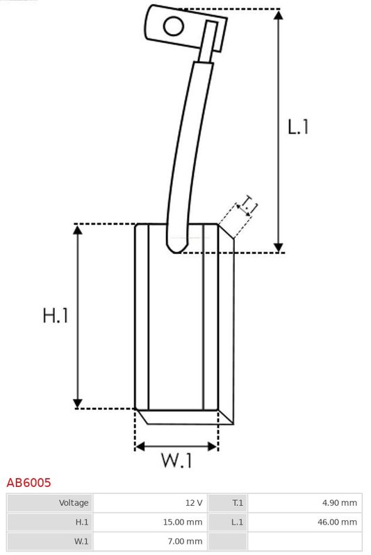 Вугільна щітка, генератор, Auto Starter AB6005