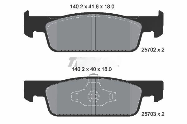 Комплект гальмівних накладок, дискове гальмо, Textar 2570201