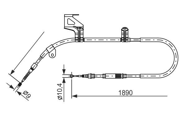 Тросовий привод, стоянкове гальмо, PASSAT (B5, 3B2) задній лівий, Bosch 1987477803