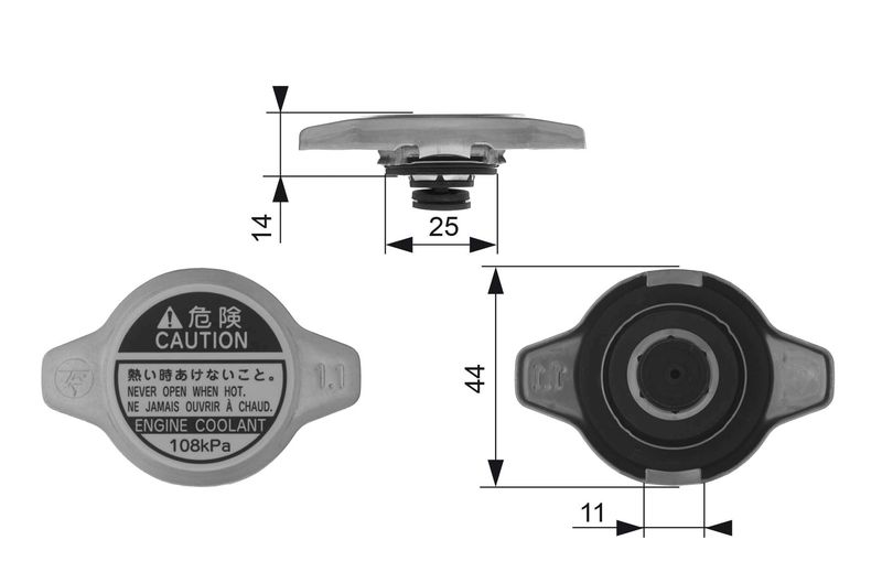 Запірна кришка, радіатор, Mazda/Honda/Lexus/Opel/Mitsubishi/Suzuki/Toyota 1.0-5.7 84-, Gates RC134