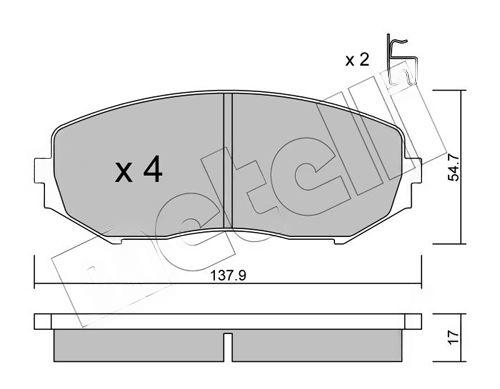 Комплект гальмівних накладок, дискове гальмо, Metelli 22-0766-0