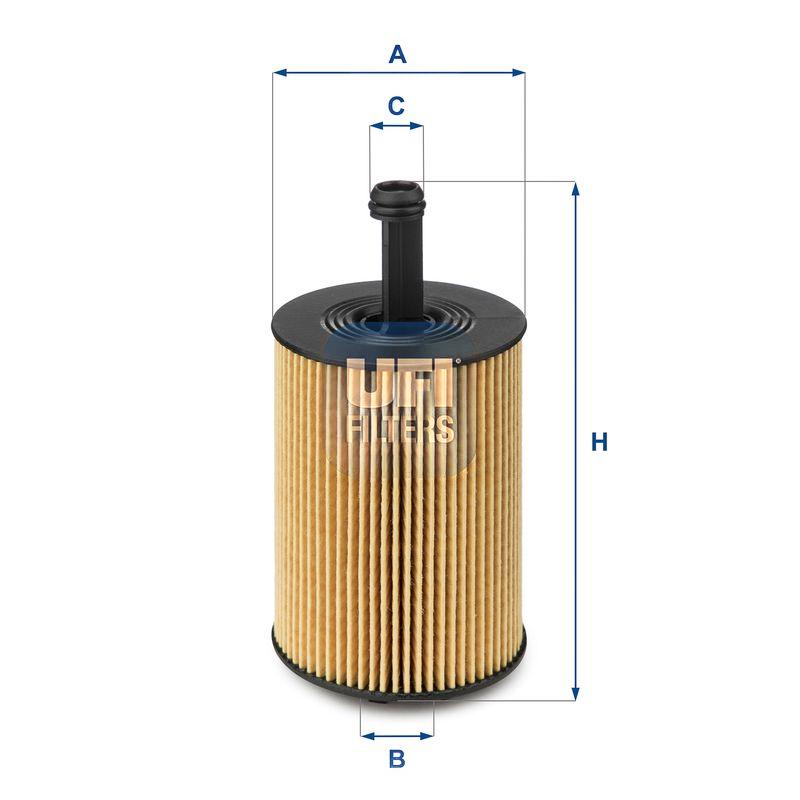 Оливний фільтр, фільтрувальний елемент, skoda fabia, octavia 00-, vw golf 97-, passat 0, Ufi 25.023.00