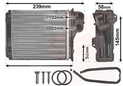Теплообмінник, система опалення салону, Van Wezel 43006398