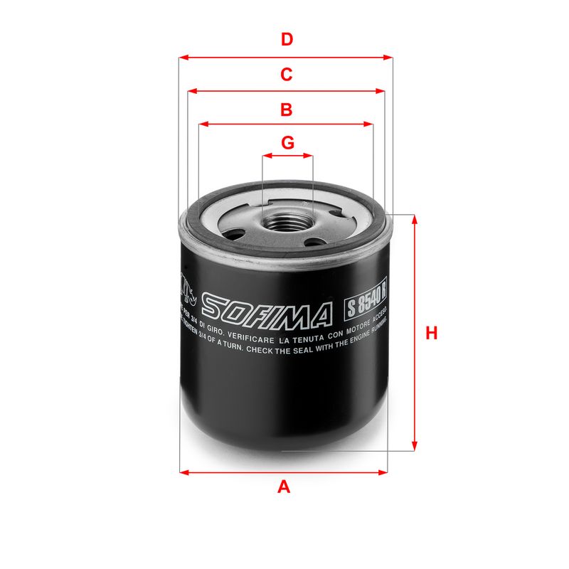Оливний фільтр, фільтр для накручування, Ford Escort 1.3-1.6 83-90/Jeep Cherokee 2.4 01-08, Sofima S8540R
