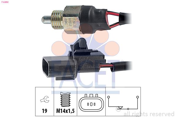 Перемикач, ліхтар заднього ходу, Facet 7.6202