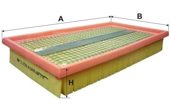 Повітряний фільтр, фільтрувальний елемент, MAZDA 626 2.0D, Mfilter K349
