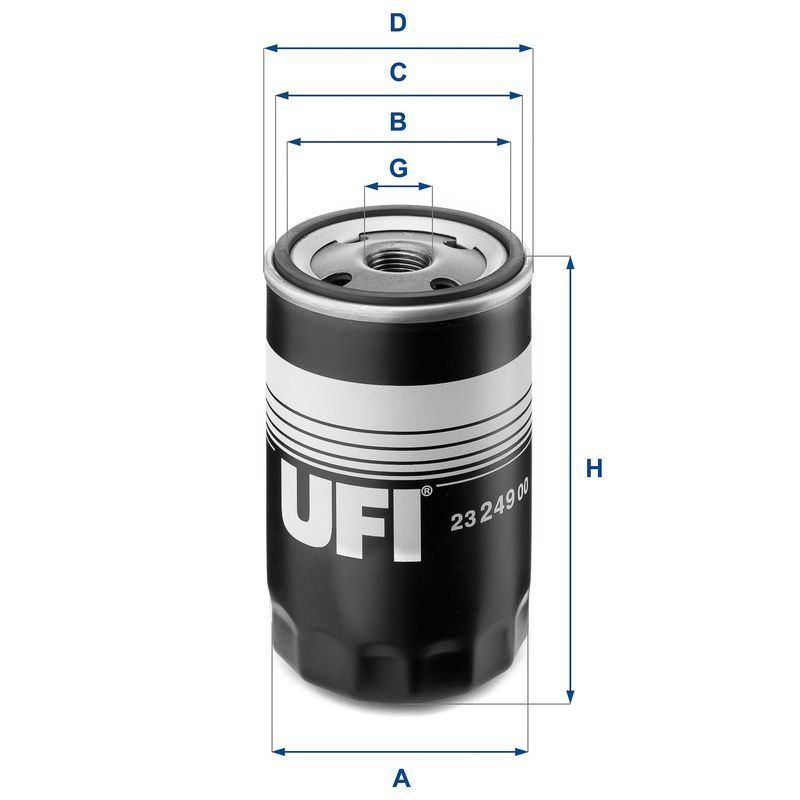 Оливний фільтр, фільтр для накручування, Ufi 23.249.00