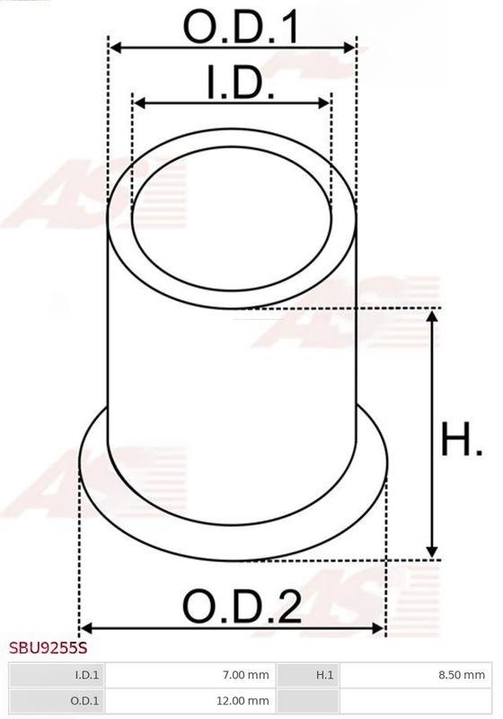 Втулка, вал стартера, 8,50мм, 7,00мм, Auto Starter SBU9255S