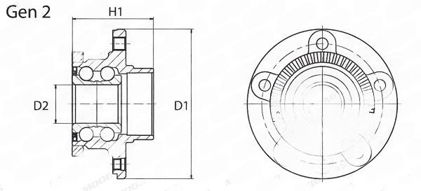 Комплект колісних підшипників, SEAT IBIZA V (6J5), VW POLO (9N) задн. міст, Moog VO-WB-11058