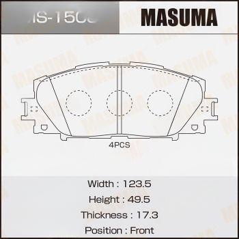 Комплект гальмівних колодок, передня вісь, 49,5мм, TOYOTA YARIS 05- передн., Masuma MS-1508