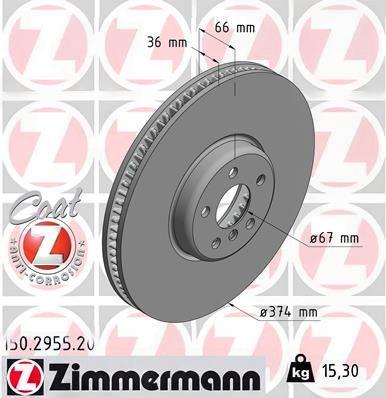 Гальмівний диск, Zimmermann 150.2955.20