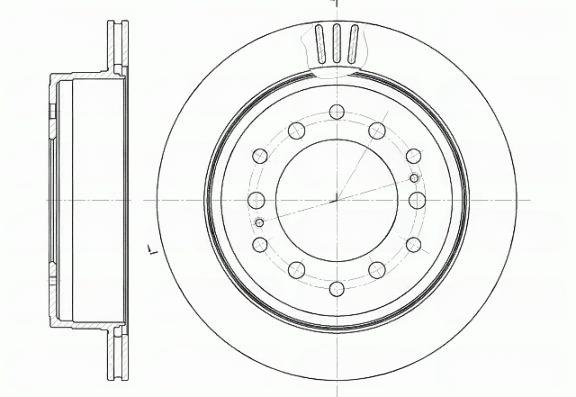 Гальмівний диск, задня вісь, з вентиляцією, 312мм, кількість отворів 6, TOYOTA LAND CRUISER PRADO 120 02- перед.вент., Remsa 6956.10