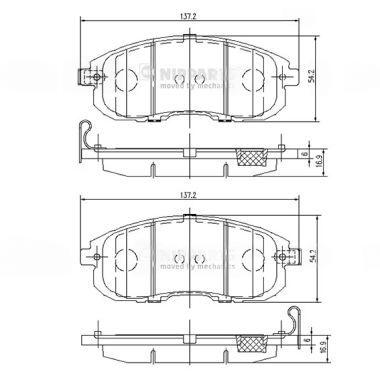 Комплект гальмівних накладок, дискове гальмо, Nipparts N3601099